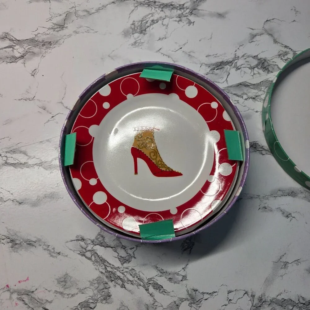 True Living Multi Colored 7.5 inch Heel Shoe Set of 4 Desert Plates